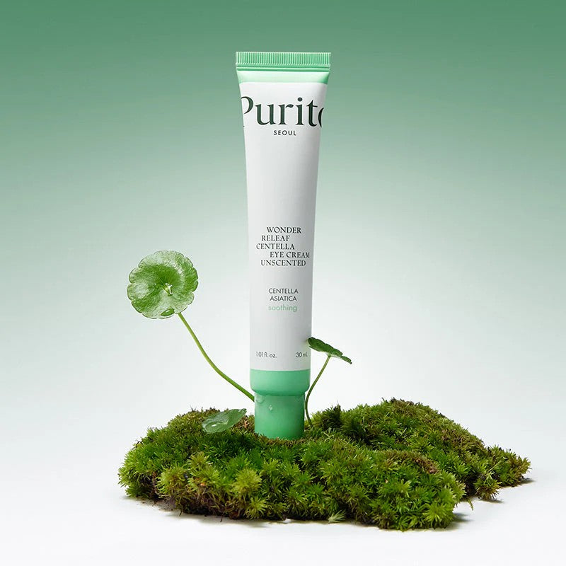 Purito Wonder Releaf Centella Eye Cream, contour des yeux sans parfum pour regard lumineux