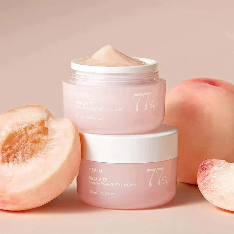 Anua Peach 77 Niacinamide Cream, crème visage rafraîchissante à la pêche pour peau normale à mixte