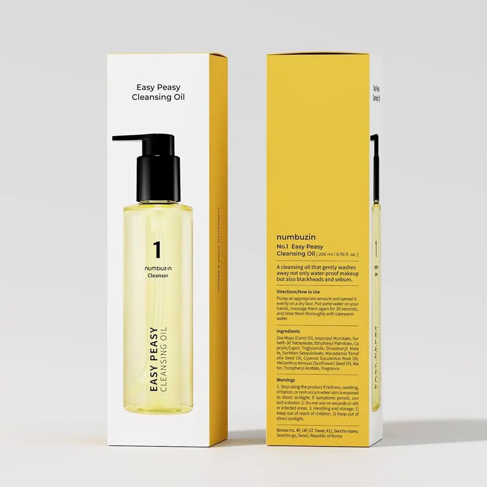 Numbuzin No.1 Easy Peasy Cleansing Oil, huile nettoyante à 47% d'huile de maïs pour le visage