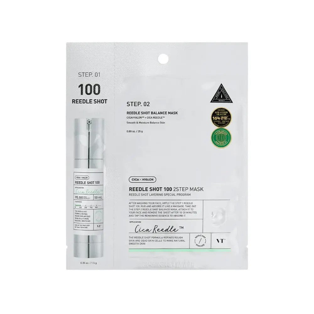 VT Cosmetics Mild Reedle Shot 100 2-Step Mask, masque coreen en deux etapes aux peptides