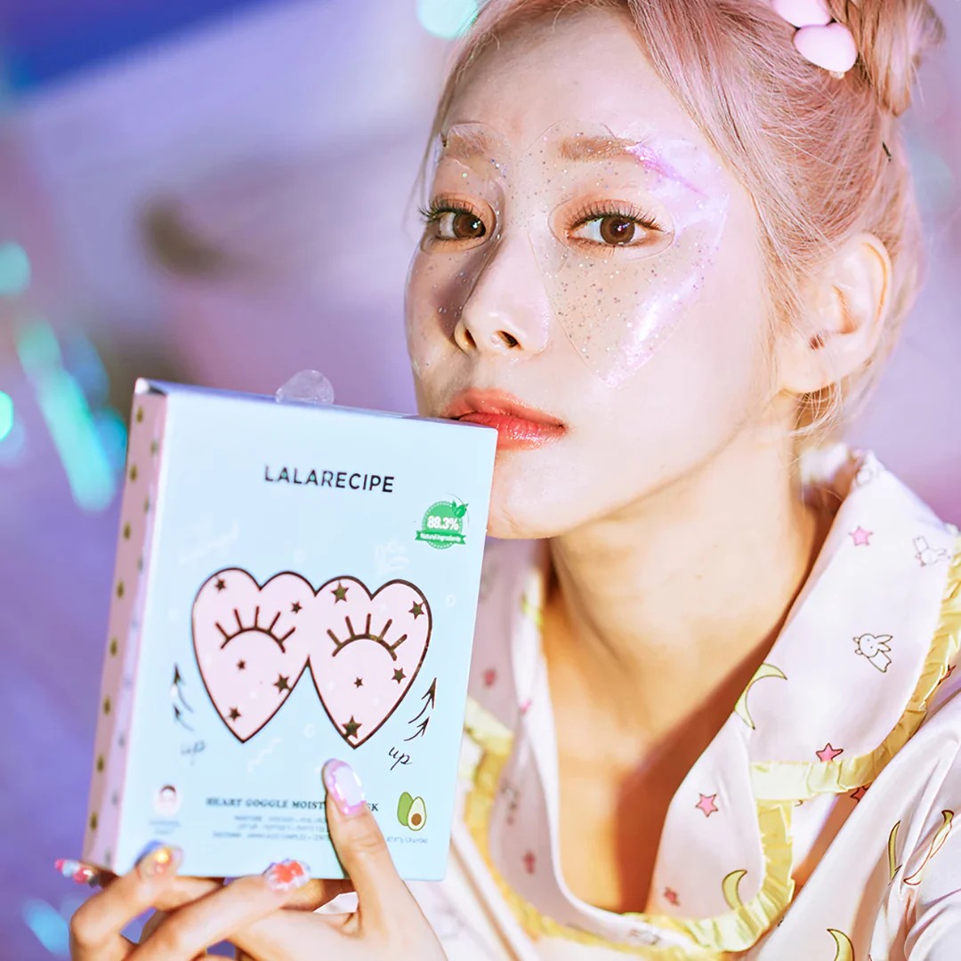 LALARECIPE Heart Goggle Moisture Mask, patchs yeux ananas et niacinamide pour peau sensible