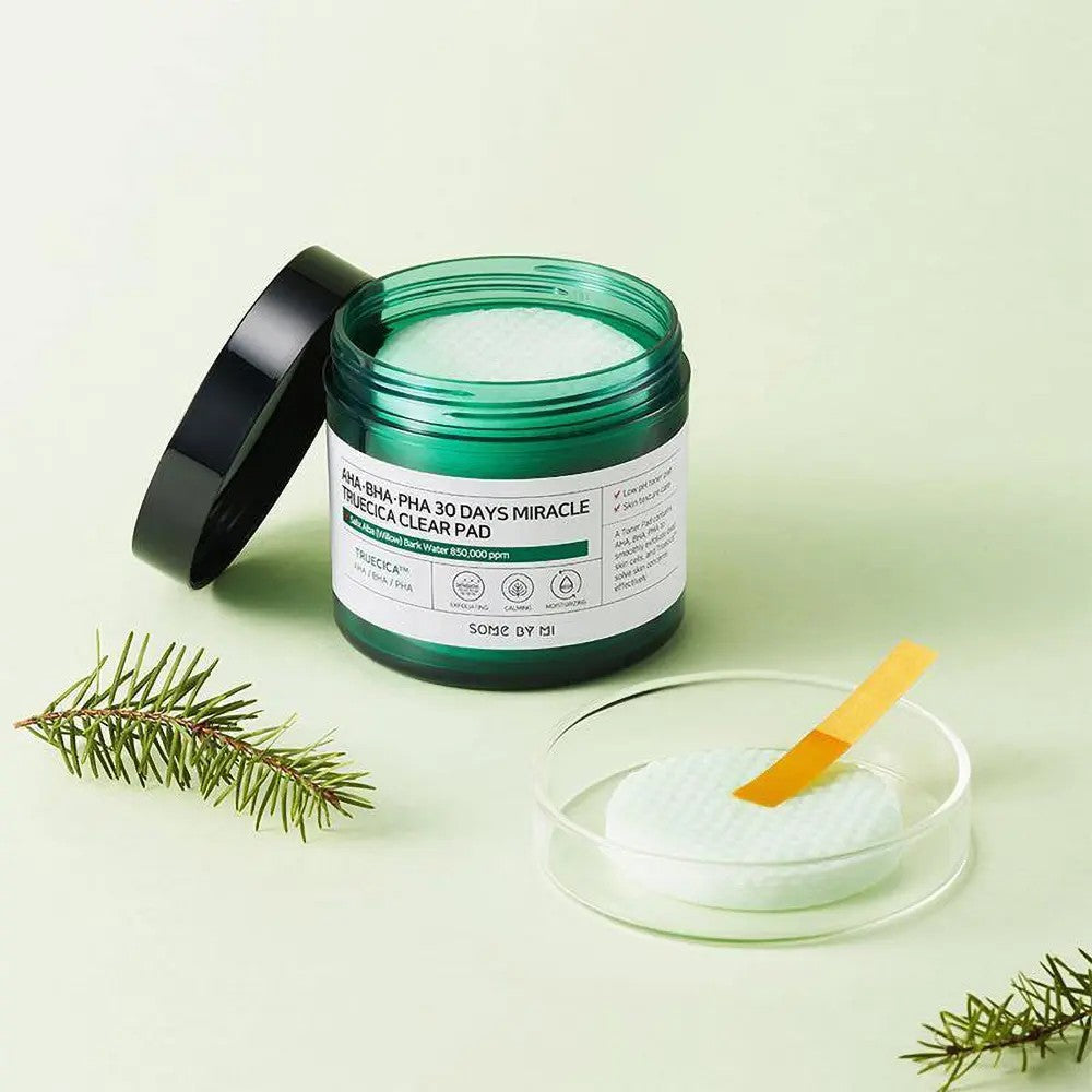 Some by Mi Truecica Clear Pad, disques exfoliants pour affiner le grain des peaux grasses et mixtes
