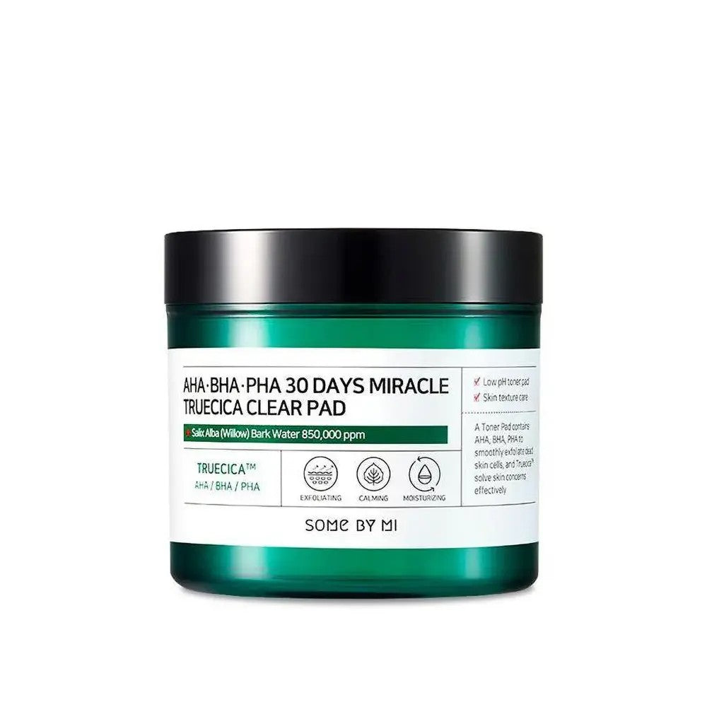 Some by Mi AHA-BHA-PHA 30 Days Miracle Truecica Clear Pad, disques exfoliants visage coréens