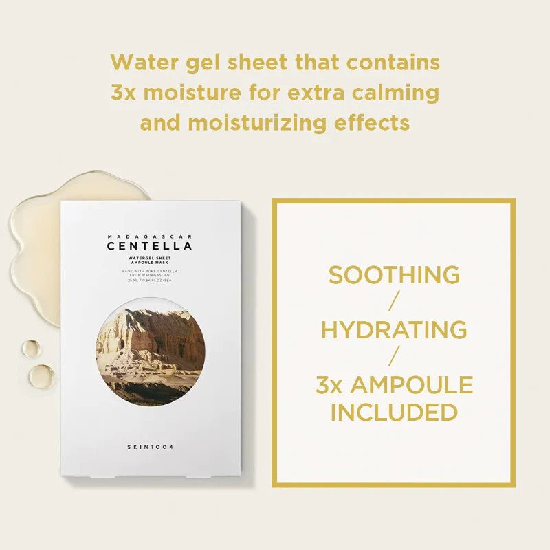 SKIN1004 Centella Watergel Sheet Mask, masque à l'eau de centella et camomille rafraîchissant