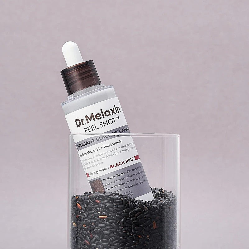 Dr. Melaxin Peel Shot Black Rice Ampoule, soin purifiant qui aide à éliminer les points noirs