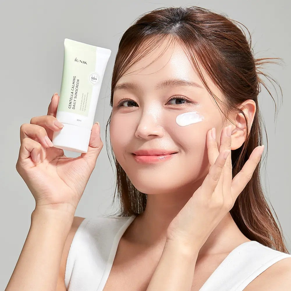 IUNIK Centella Calming Daily Sunscreen, protection UV coréenne qui hydrate la peau déshydratée