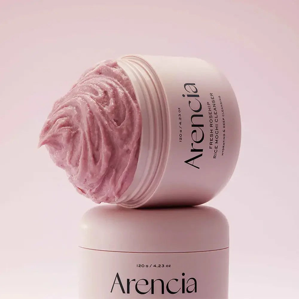 Arencia Fresh Rosehip Rice, nettoyant à l'aloe rose apaisant et illuminant, peau mixte