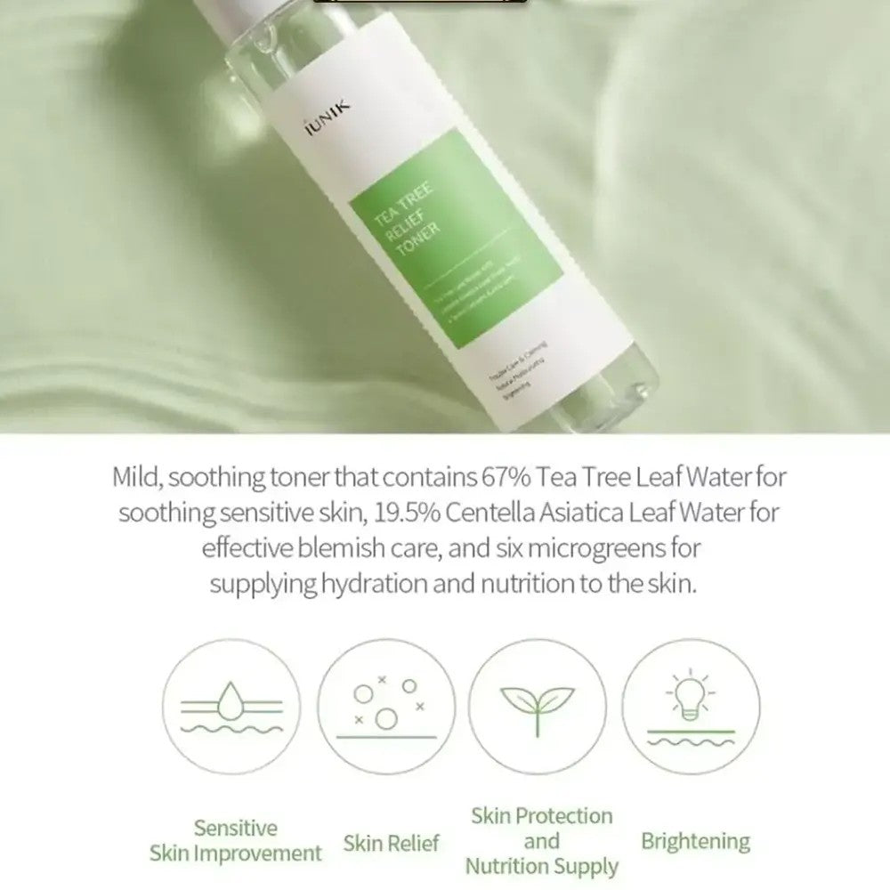 IUNIK Tea Tree Relief Toner, toner coréen convenant à toutes les peaux