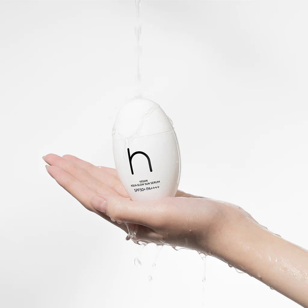 Hamél Aqua Glow Sun Serum SPF50+ PA++++, soin solaire coréen quotidien effet bonne mine hydratant
