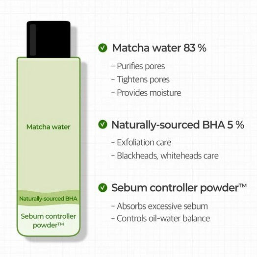 Some By Mi Super Matcha Pore Tightening Toner, toner au BHA à 83 pour cent d'eau de matcha