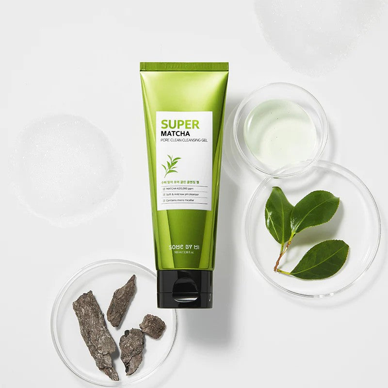 Some By Mi Super Matcha Cleansing Gel, nettoyant quotidien resserrant le grain de peau
