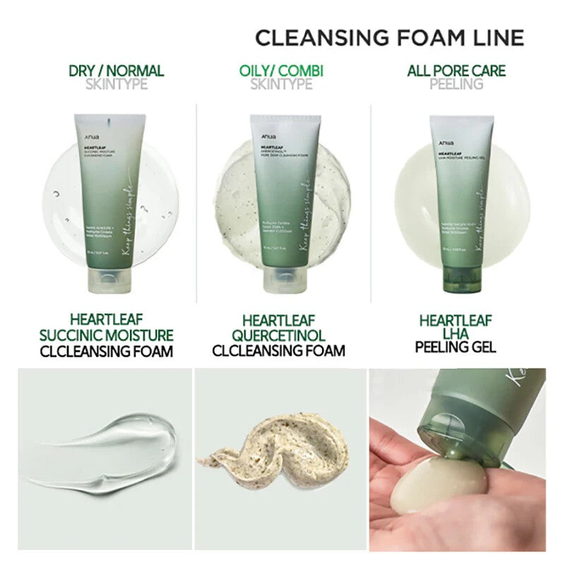 Anua Heartleaf Cleansing Foam à l'Houttuynia et Quercetinol, nettoie les pores en profondeur