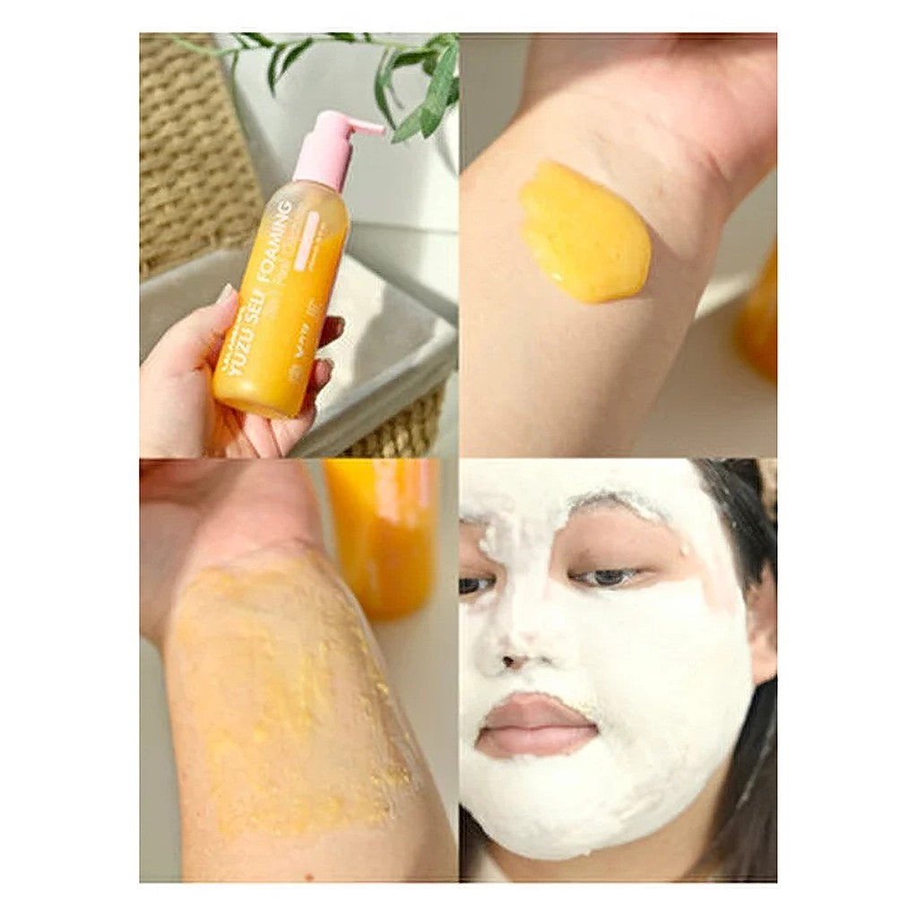 LALARECIPE Yuzu 3in1 Peel Cleanser, masque mousse active pour peau grasse et mixte