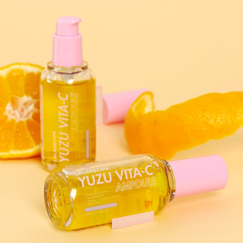 LALARECIPE Yuzu Vita-C Ampoule, sérum éclat à la niacinamide pour peau terne