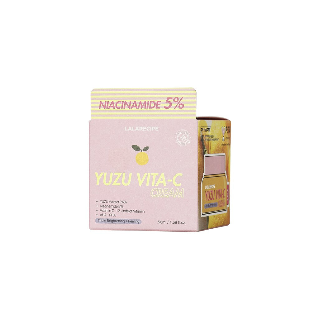 LALARECIPE Yuzu Vita C Cream, crème lissante éclat pour peau mixte et normale