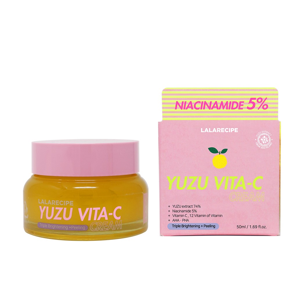 LALARECIPE Yuzu Vita C Cream, crème hydratante au yuzu et 5% de niacinamide