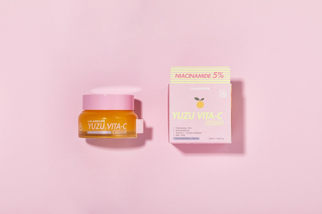 LALARECIPE Yuzu Vita C Cream, crème illuminatrice à la niacinamide pour peau terne