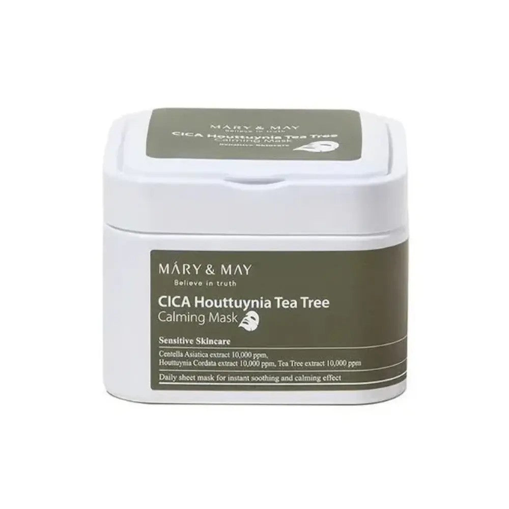 Mary & May Cica Houttuynia Cordata Tea Tree Calming Mask, masque tissu apaisant coréen