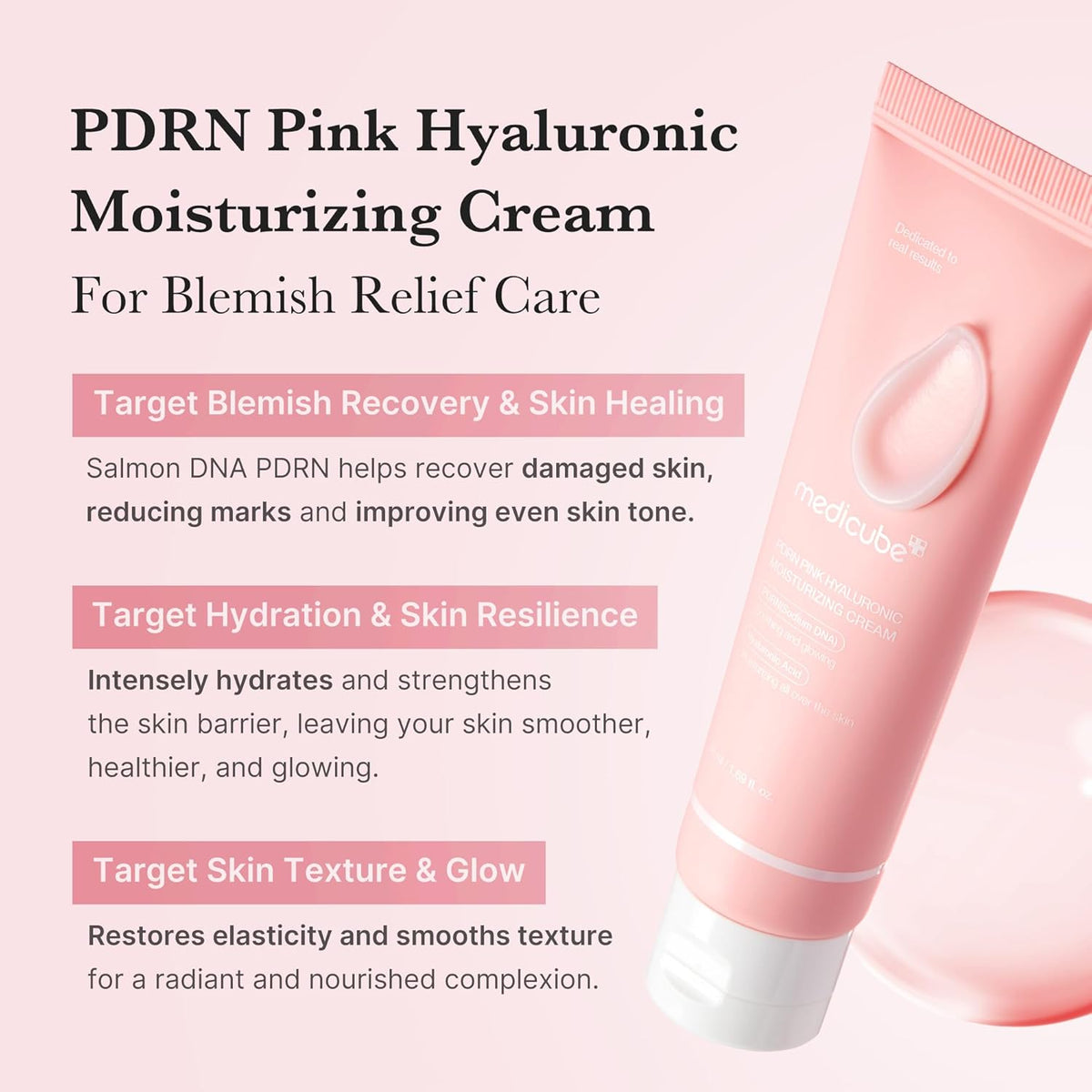 Crème visage Medicube PDRN Pink, atténue les taches et ravive l'éclat de la peau irritée