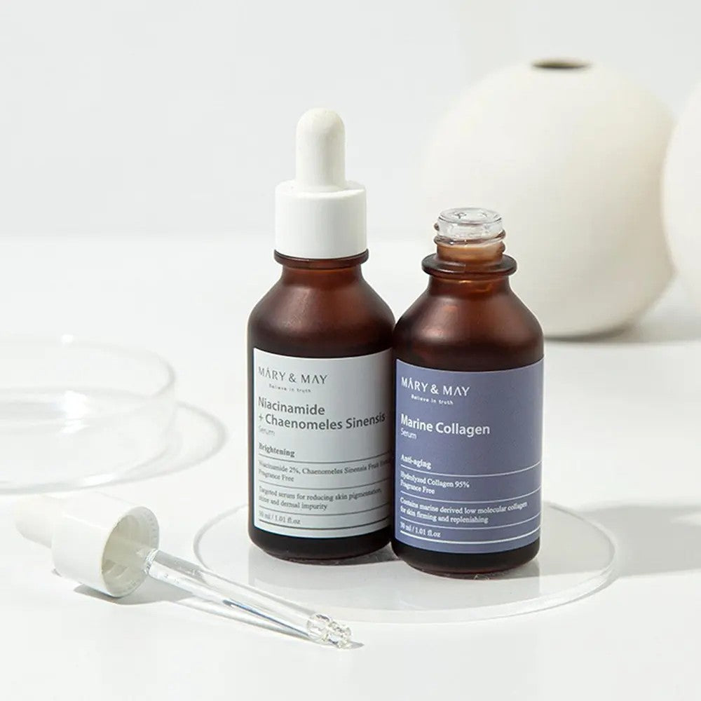 Mary & May Marine Collagen Serum sans effet gras, soin visage pour peau sensible