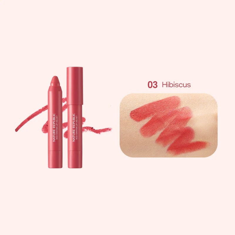 Nature Republic By Flower Eco Crayon Lip Velvet, maquillage lèvres coréen semi-mat