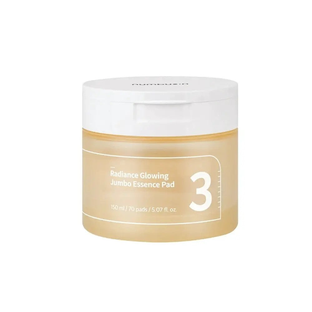 Numbuzin No.3 Radiance Glowing Jumbo Essence Pad, pads essence coréens éclat pour peau terne