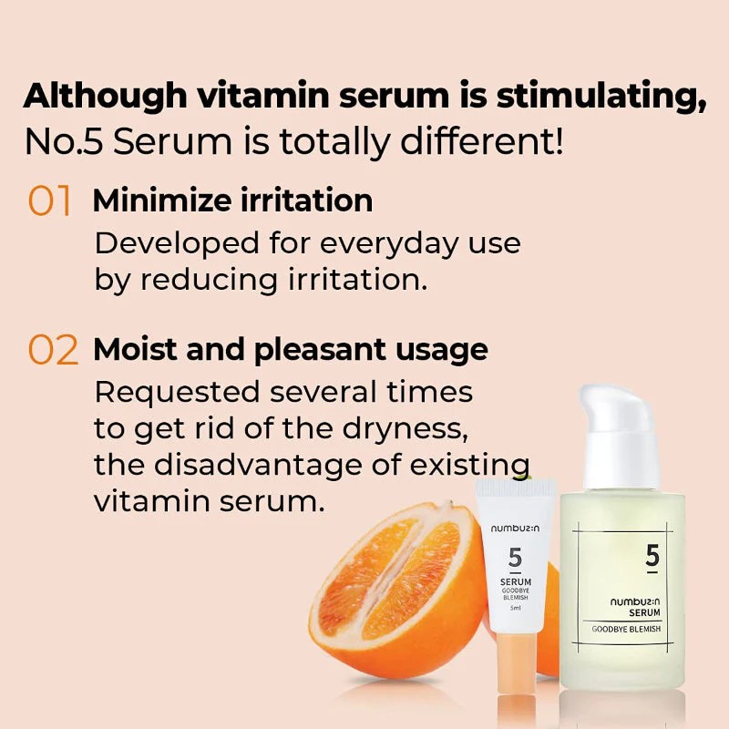 Numbuzin No.5 Goodbye Blemish Serum, sérum qui ravive l'éclat naturel de la peau