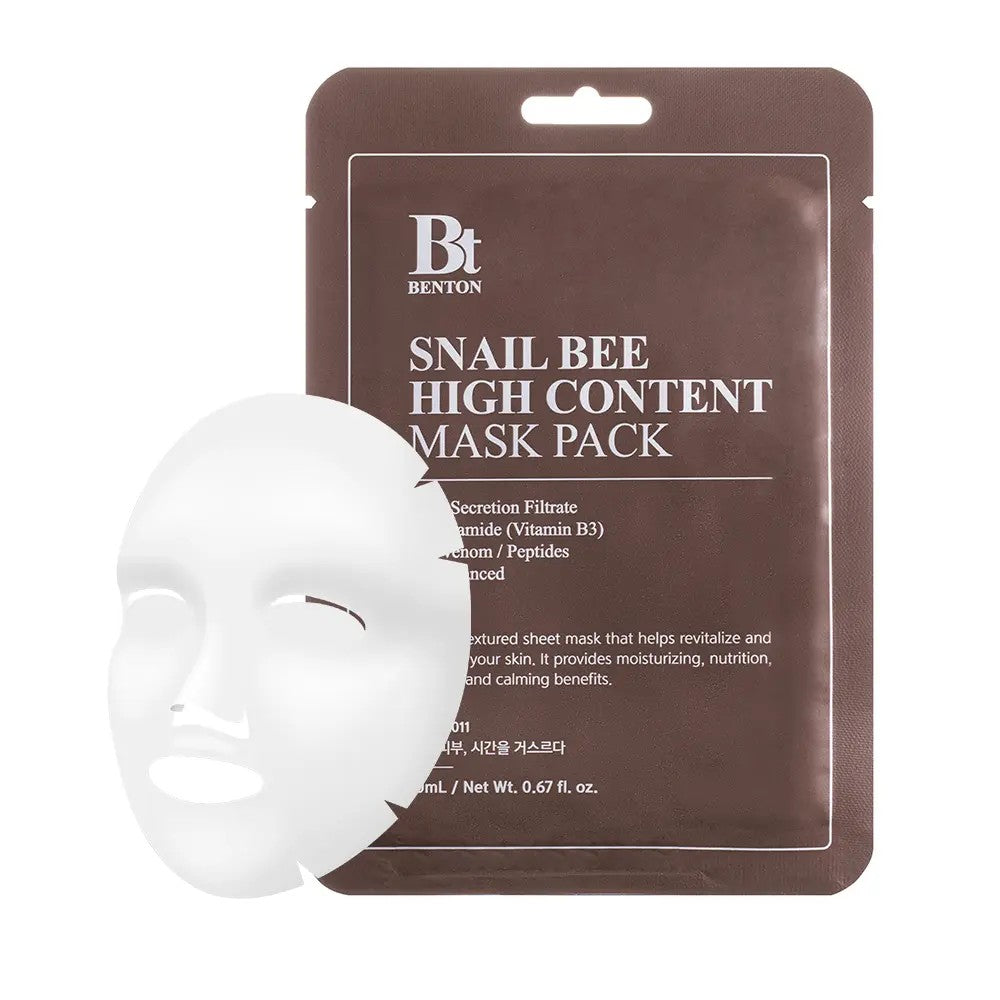 Benton Snail Bee masque en coton hydratant, convient à tous types de peau