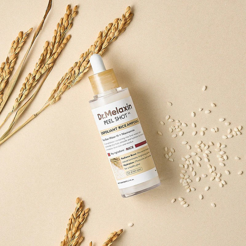 Dr. Melaxin Peel Shot White Rice Ampoule, exfoliant doux au riz et niacinamide pour teint éclatant