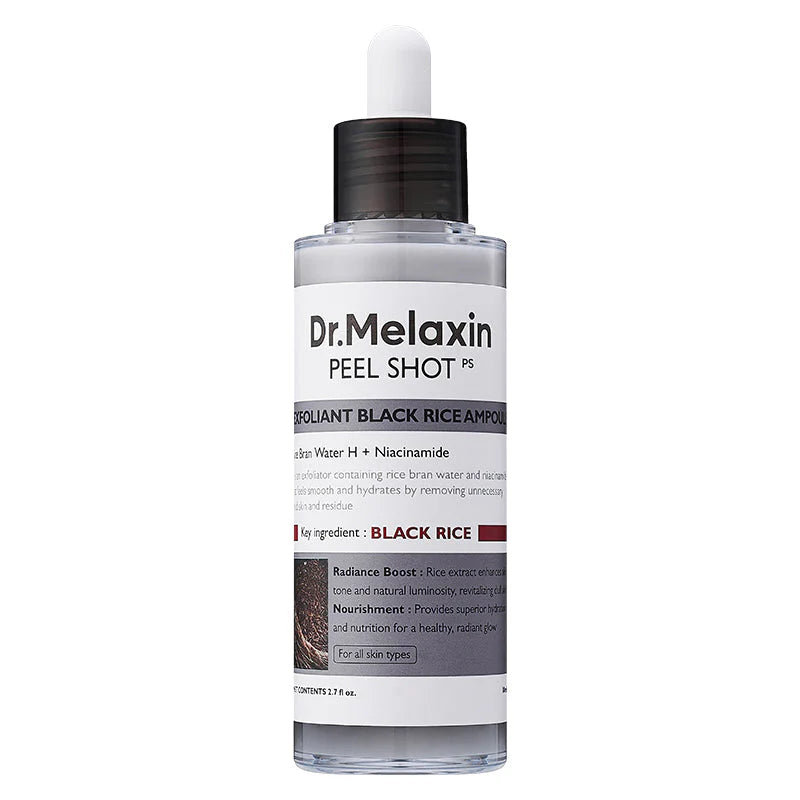 Dr. Melaxin Peel Shot Black Rice Ampoule, ampoule exfoliante coréenne au riz noir et niacinamide
