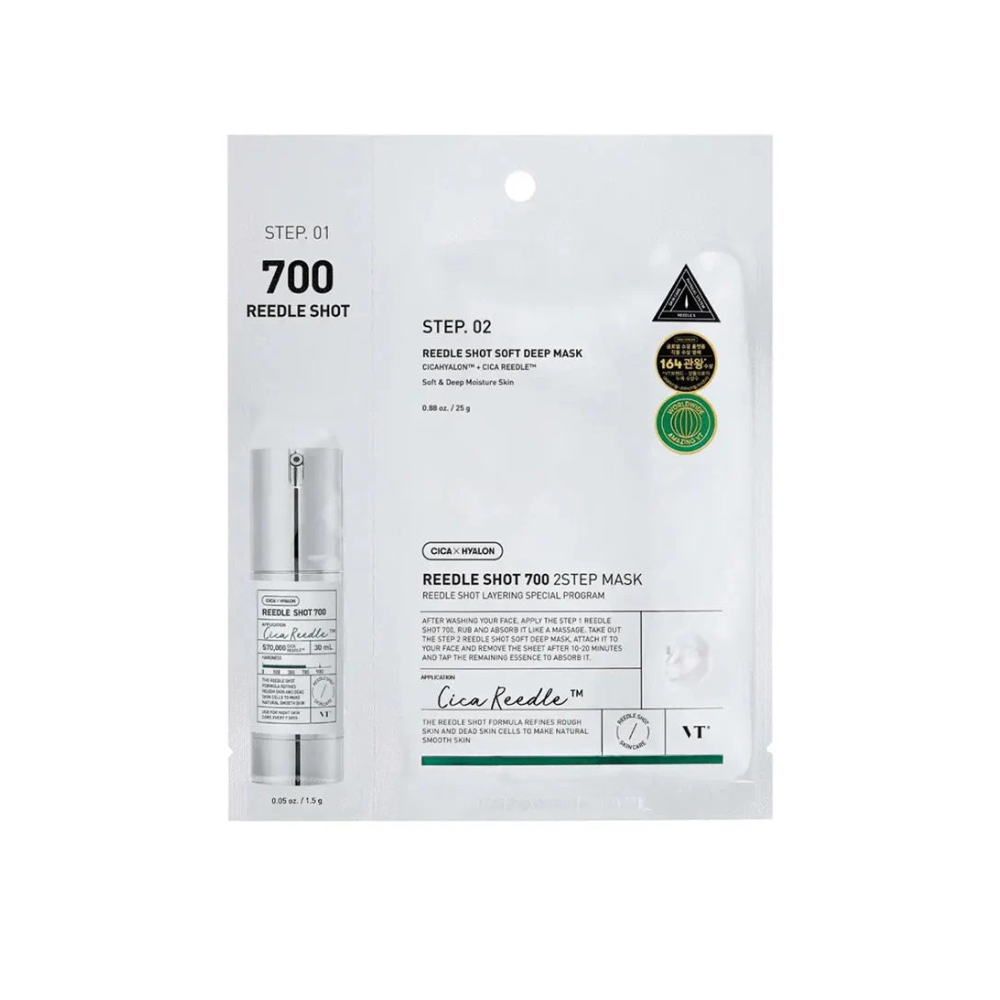 VT Cosmetics Mild Reedle Shot 700 2-Step Mask, masque coreen exfoliant aux micro-aiguilles