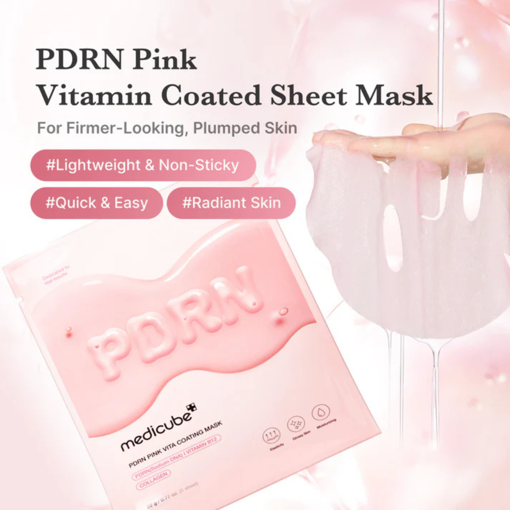 Masque Medicube PDRN Pink Vita, atténue les taches pigmentaires de la peau déshydratée et mixte
