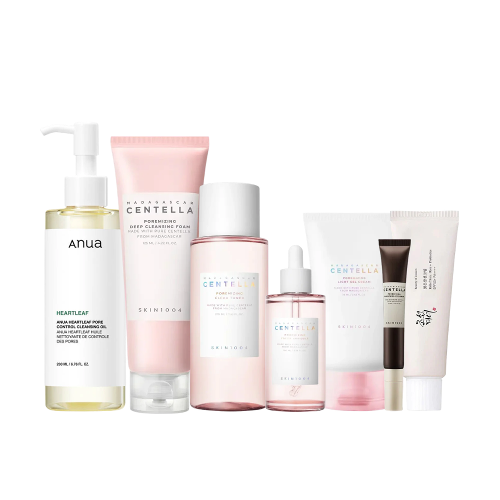Routine Pores Dilatés SKIN1004, coffret coréen au Matcha et écorce de saule blanc purifiant lissant